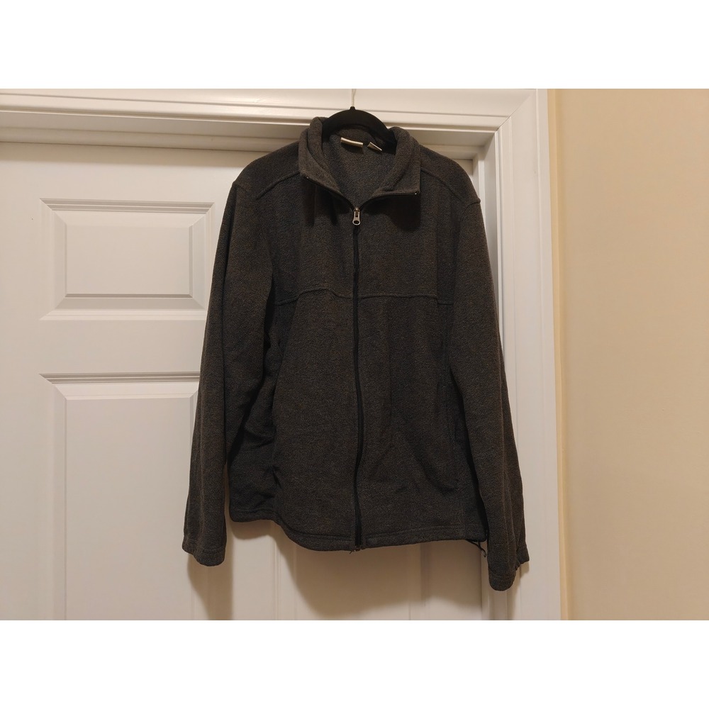 Bass Pro Shops Mens Full Zip Fleece‎ Jacket Charcoal Gray Mock Neck Medium